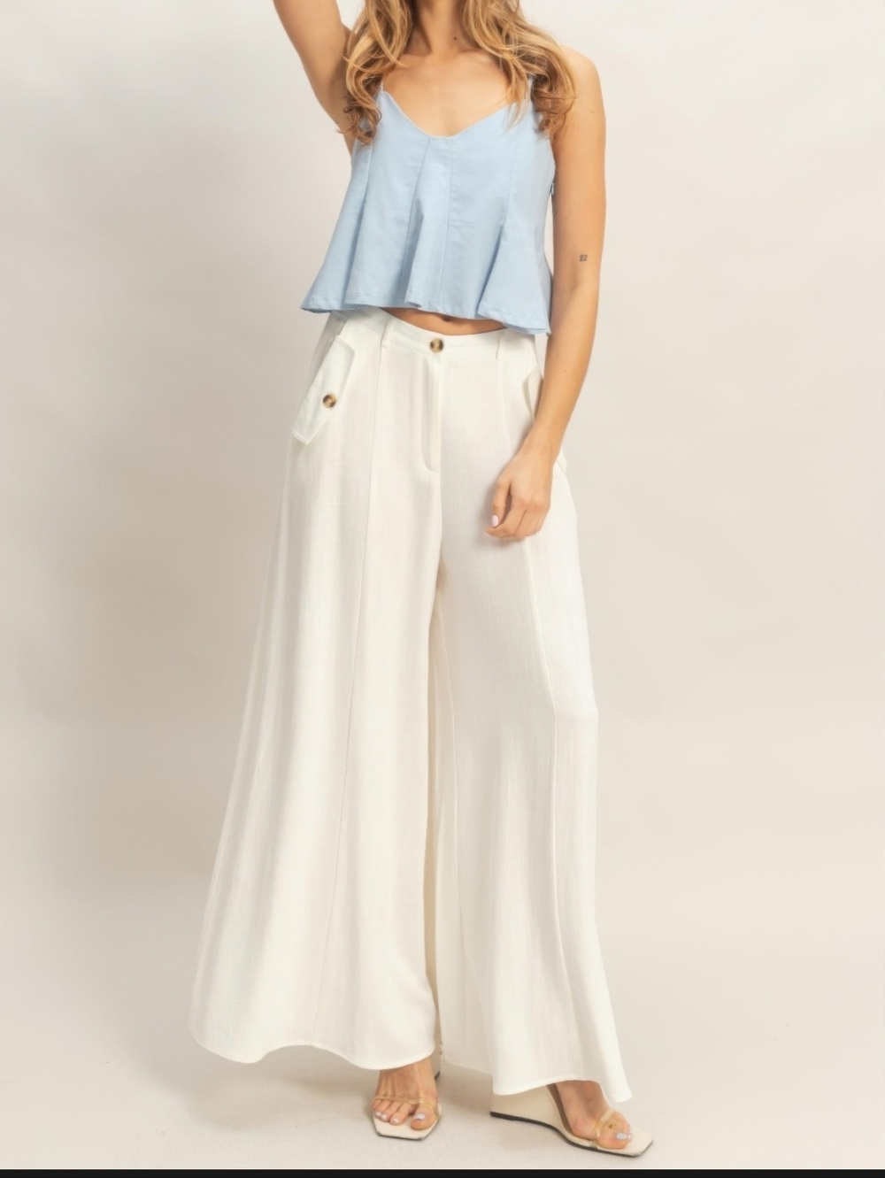 Women’s Wide-Leg Cream Palazzo Pants